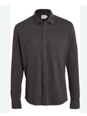 Faherty Men's Gray Button-Up Shirt Medium Knit Seasons Sunwashed
